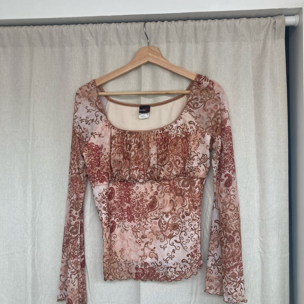 70s Style Long Sleeve Top - bell sleeve